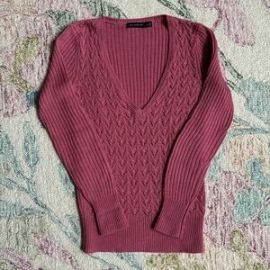 Pink v-neck sweater